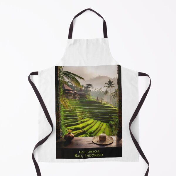 Item preview, Vintage Bali Rice Terraces – Minimal Retro Travel Poster for Nature and Tourism designed and sold by pod24.