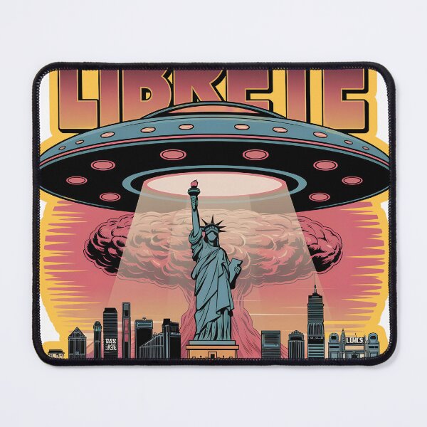Item preview, Retro Pop Color UFO Invading Liberty typo designed and sold by waterloop.