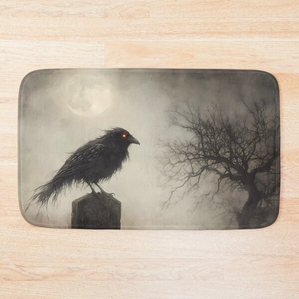 Item preview, Vintage Washed Raven Perched on a Gravestone in the Moonlight - Halloween Core designed and sold by Matt's Artificial Nature.