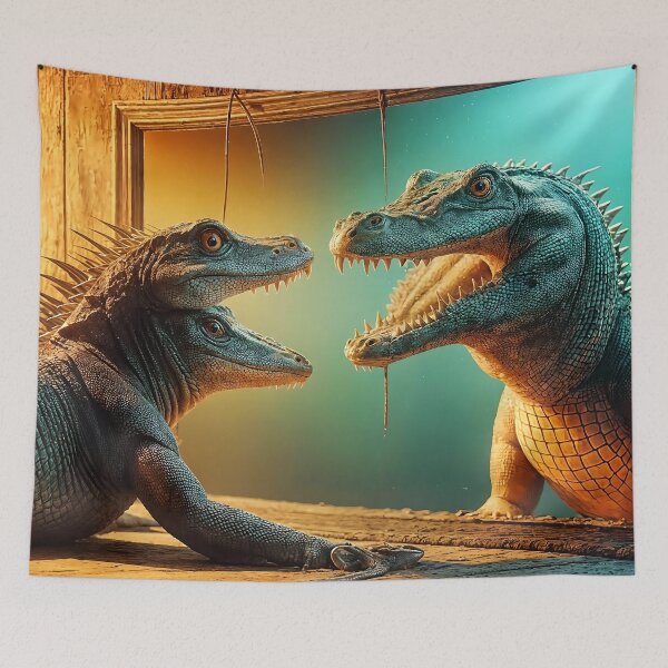 Item preview, Two-Headed Lizard and Crocodile Mirror Scene designed and sold by koreatvtea.