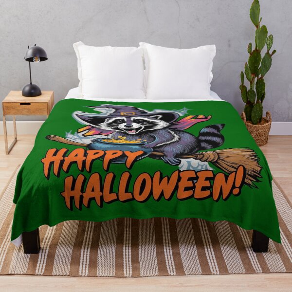 Item preview, Lovely Raccoon Wizard Flying on Broomstick Happy Halloween designed and sold by Sturdust.