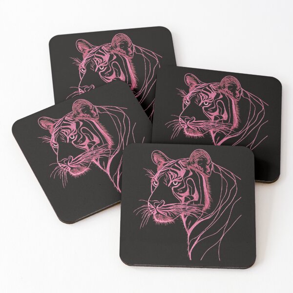 Item preview, A tiger's silhouette is outline in pink lines minimalism with an ethereal quality.  designed and sold by SHOASHOPrb.