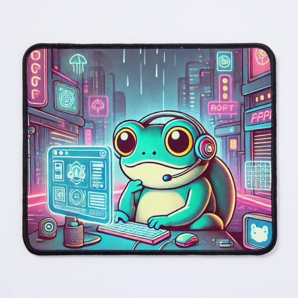 Item preview, Cyberpunk Frog at Work designed and sold by Mjonkey.