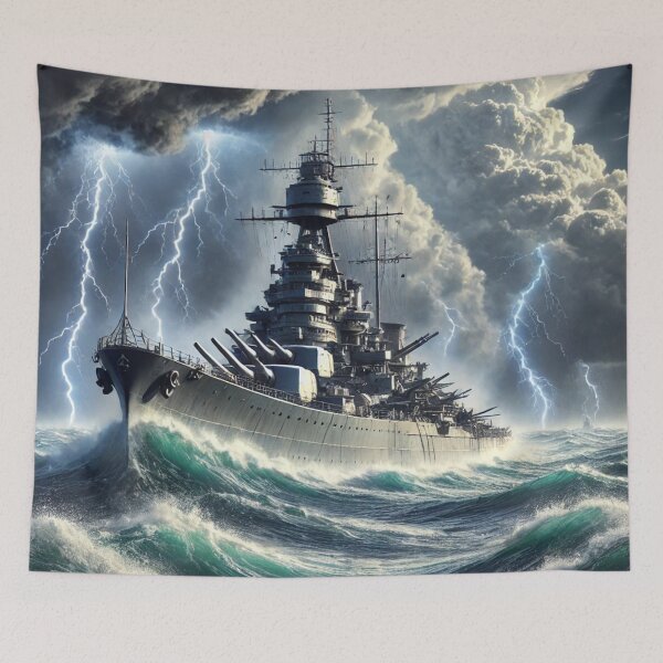 Item preview, WW2 Battleship in the Storm designed and sold by PrintMeOnYou.