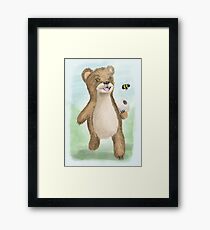 Bear with beehive illustration Framed Print
