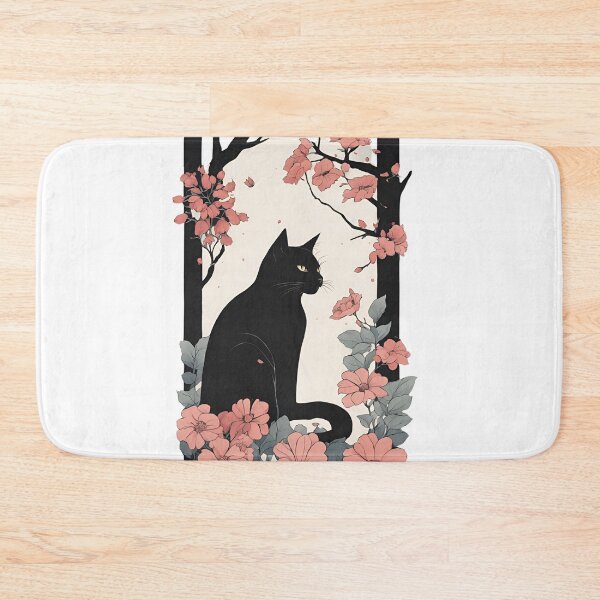 Item preview, Black CAt with Plants and flowers designed and sold by Catophile.