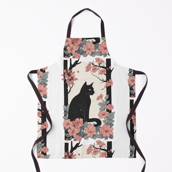 Item preview, Black CAt with Plants and flowers designed and sold by Catophile.