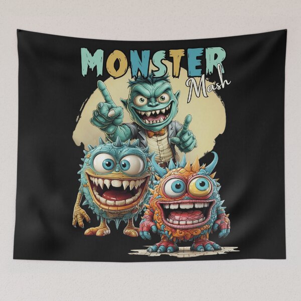 Item preview, Funny Monster Mash T Shirt, Cute Cartoon Monsters Graphic Tee, Spooky Halloween Shirt, Colorful Character Cartoon TShirt designed and sold by MTJ-Mushrooms.