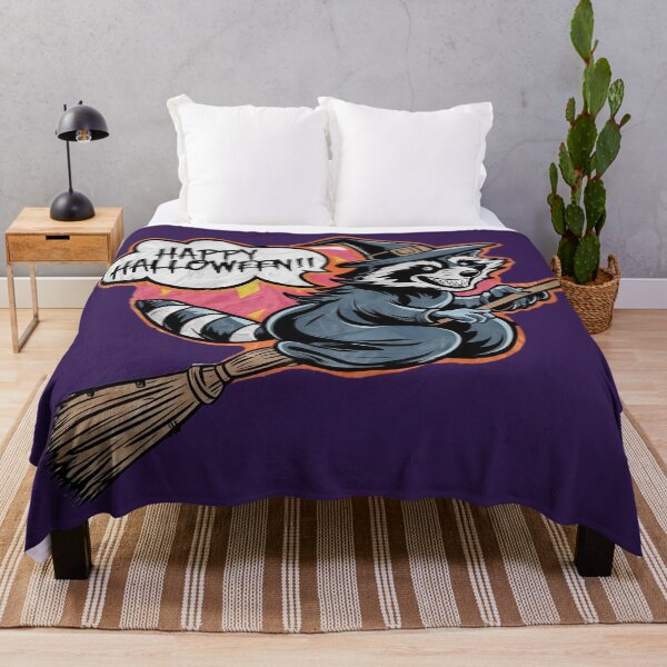 Item preview, Evil Raccoon Witch Flying on Broomstick Happy Halloween designed and sold by Sturdust.