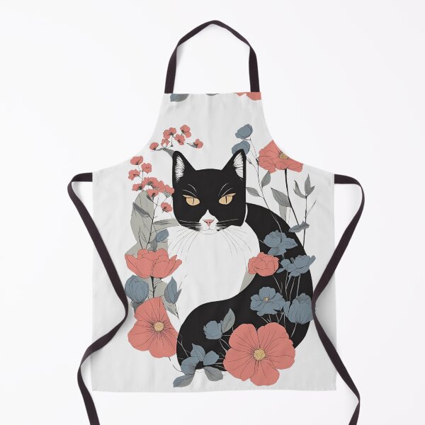Item preview, Elegant black cat with colorful autumn flowers in an artistic style. designed and sold by Catophile.
