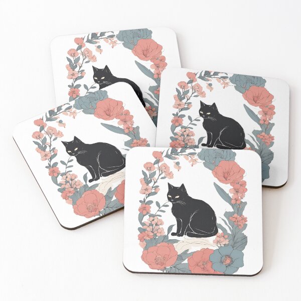 Item preview, Black cat and vibrant flowers with a warm autumn aesthetic. designed and sold by Catophile.