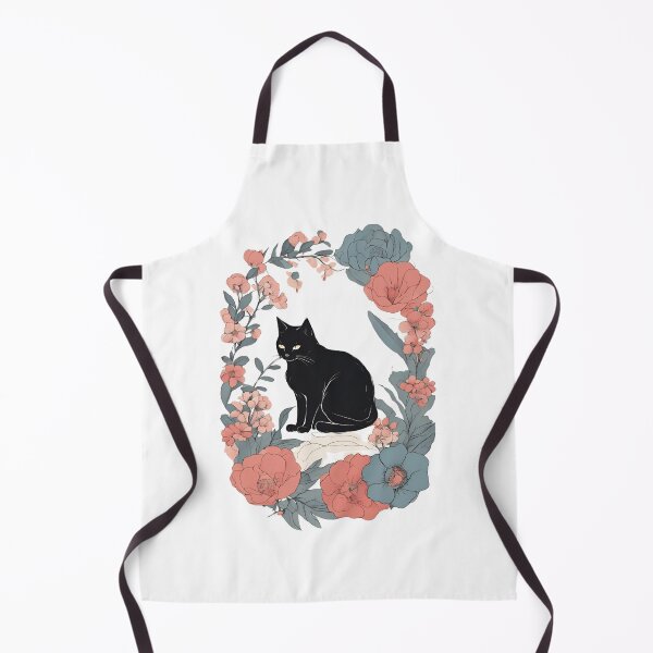 Item preview, Black cat and vibrant flowers with a warm autumn aesthetic. designed and sold by Catophile.