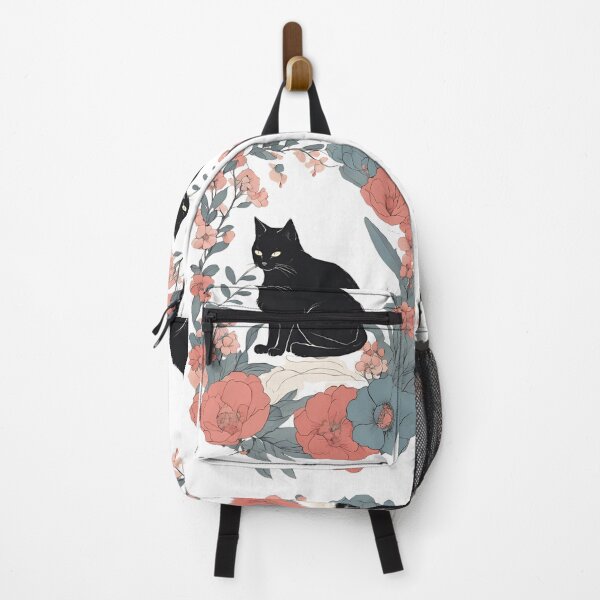 Item preview, Black cat and vibrant flowers with a warm autumn aesthetic. designed and sold by Catophile.