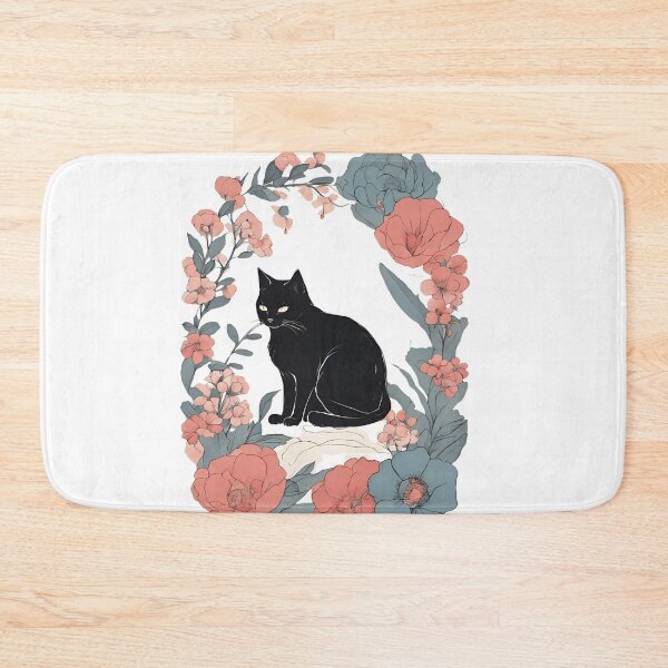 Item preview, Black cat and vibrant flowers with a warm autumn aesthetic. designed and sold by Catophile.