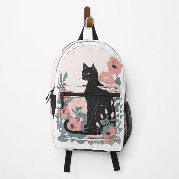 Item preview, Cozy black cat with colorful flowers in a fall-themed design. designed and sold by Catophile.