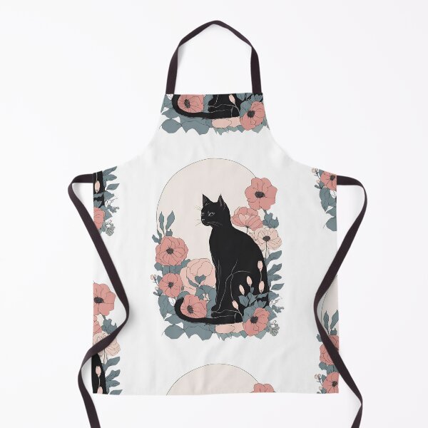 Item preview, Cozy black cat with colorful flowers in a fall-themed design. designed and sold by Catophile.
