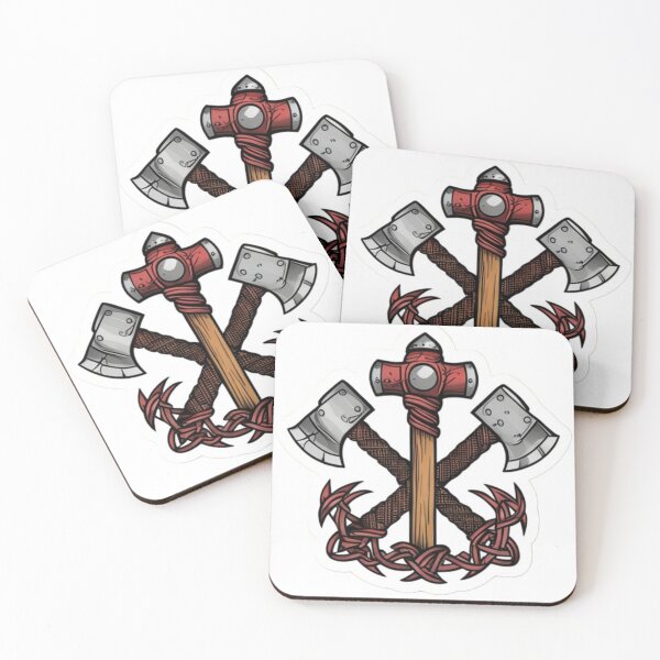 Item preview, Crossed Viking Axes with Hammer and Knotwork designed and sold by Fly-with-my.