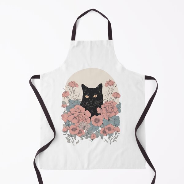 Item preview, Cozy black cat with colorful flowers in a fall-themed design. designed and sold by Catophile.