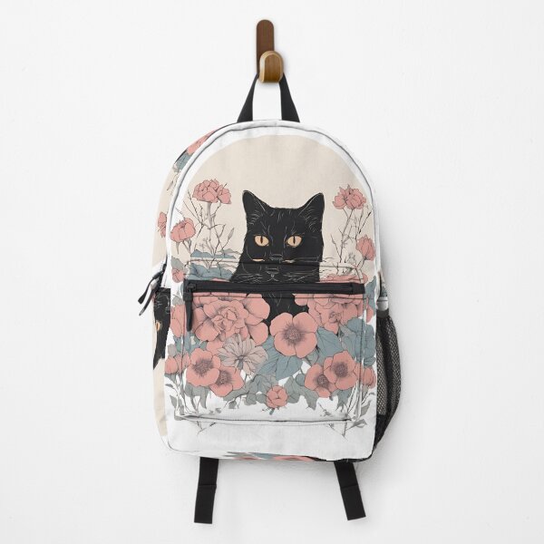 Item preview, Cozy black cat with colorful flowers in a fall-themed design. designed and sold by Catophile.