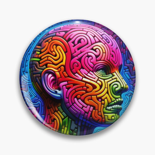 Item preview, Rainbow maze face abstract human man portrait designed and sold by EmeraldeaArt.