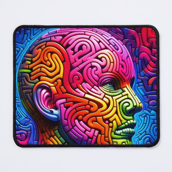 Item preview, Rainbow maze face abstract human man portrait designed and sold by EmeraldeaArt.