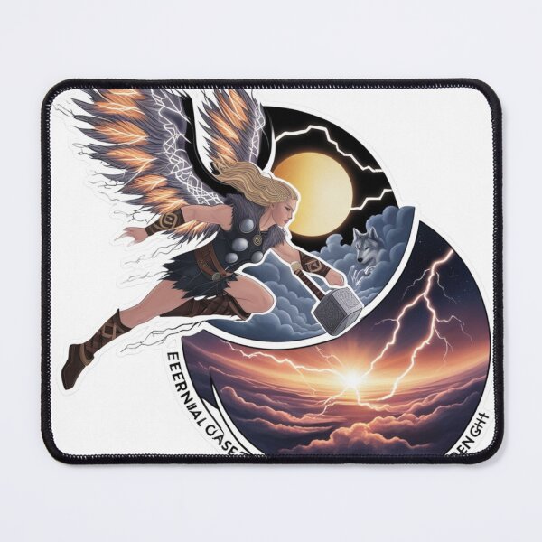 Item preview, Thunder Goddess with Wings and Mjolnir designed and sold by Fly-with-my.