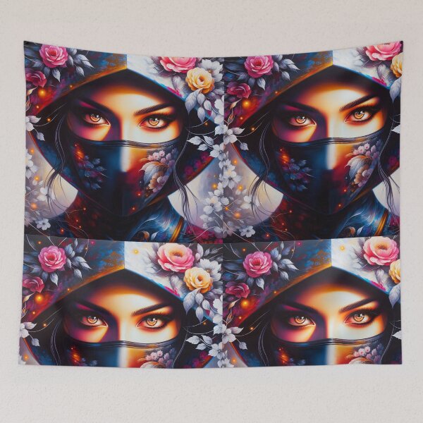 Item preview, Floral ninja girl portrait art designed and sold by EmeraldeaArt.