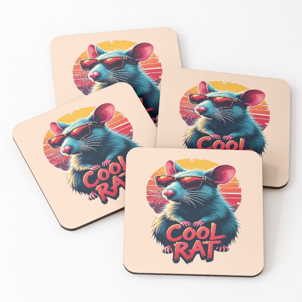 Artikelvorschau, Coole Ratte mit Sonnenbrille Retro Sonnenuntergang Design entworfen und verkauft von InkredibleZ.