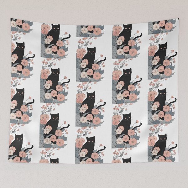 Item preview,  Black cat and vibrant flowers with a warm autumn aesthetic. designed and sold by Catophile.