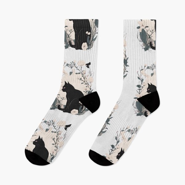 Item preview,  Elegant black cat with colorful autumn flowers in an artistic style. designed and sold by Catophile.