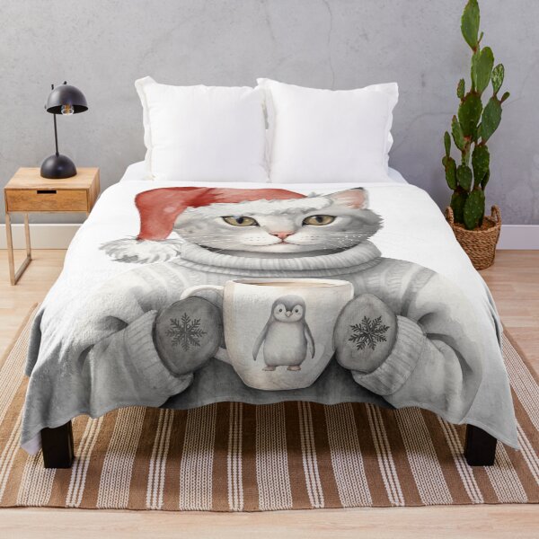Item preview, GREY CAT WITH MUG AND GREY SWEATER by Monika Strigel designed and sold by SunlightStudios.