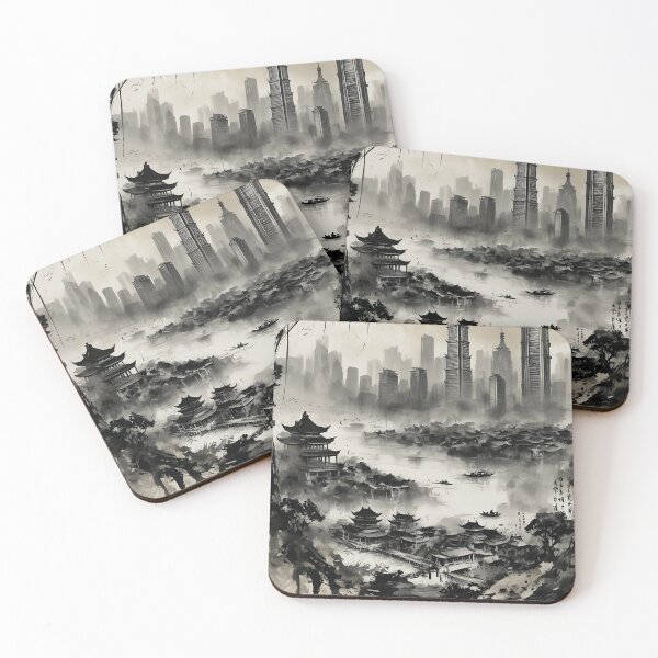 Item preview, Modern Guangzhou Skyline - Ancient Chinese Brush Art Meets Street Hip Hop designed and sold by athanasioungr.