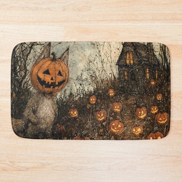 Item preview, Vintage Washed Fox with a Pumpkin Head in a Jack-o'-Lantern Field - Halloween Core designed and sold by Matt's Artificial Nature.