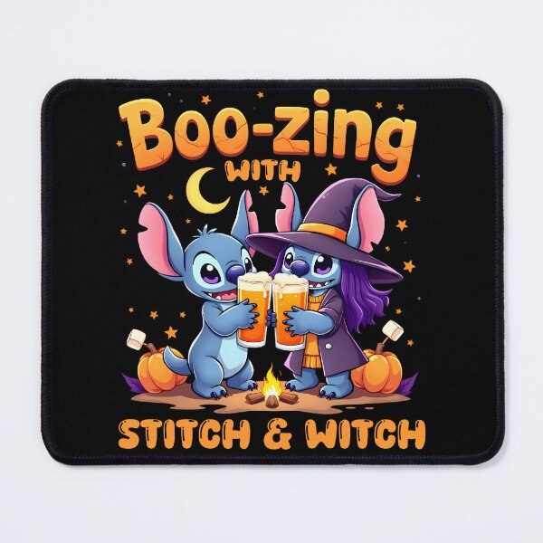Item preview, Boozing with Halloween Stitch and Witch - A Funny Halloween design for Spooky Autumn Season designed and sold by TheInkyOwl-TIO.