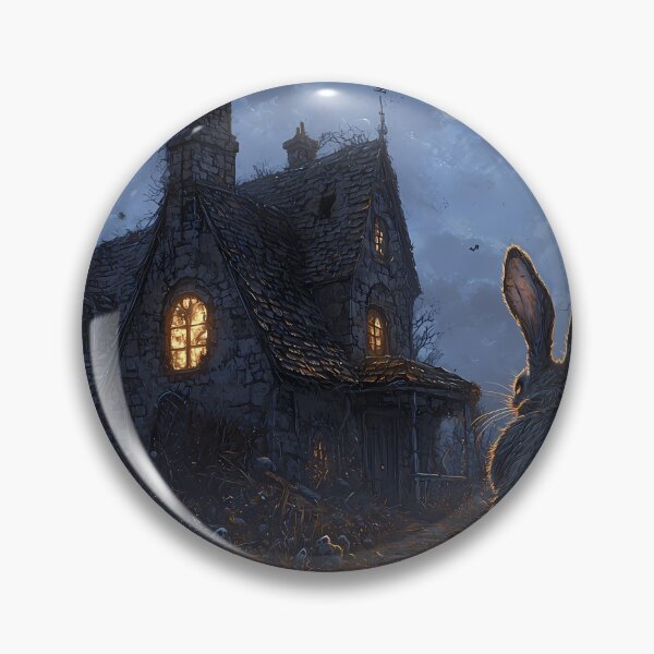 Item preview, Vintage Washed Ghostly Rabbit Emerging from a Grave by a Haunted Mansion - Halloween Core designed and sold by Matt's Artificial Nature.