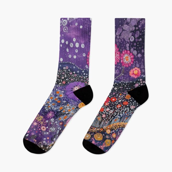 Item preview, Wildflower Purple Melody, Folk Art Purple Floral  designed and sold by Neika Shimm Designs.
