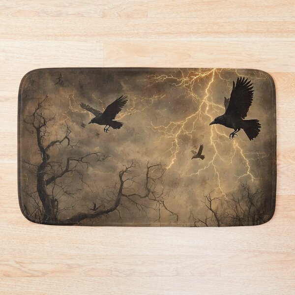 Item preview, Vintage Washed Crows Flying Through a Stormy Sky Over a Barren Landscape - Halloween Core designed and sold by Matt's Artificial Nature.