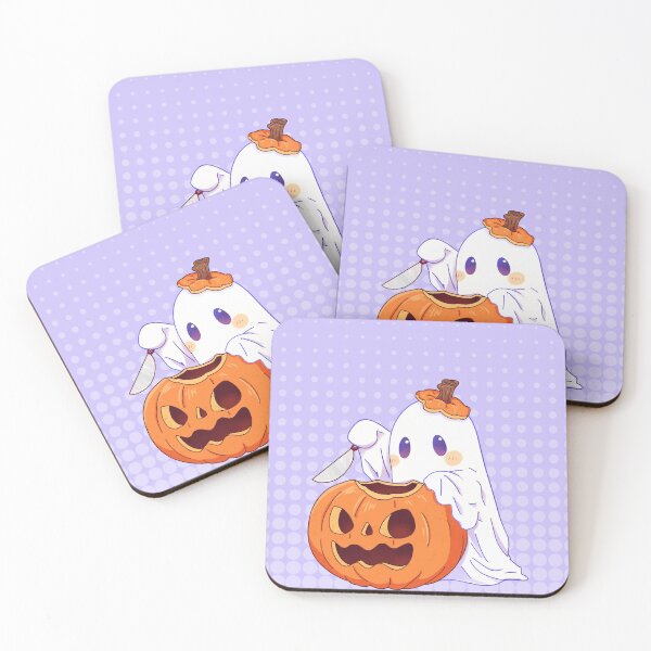 Item preview, Little ghost carving a pumpkin designed and sold by jelibobs ..