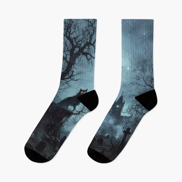 Item preview, Vintage Washed Wolves Roaming Through a Foggy Cemetery - Halloween Core designed and sold by Matt's Artificial Nature.