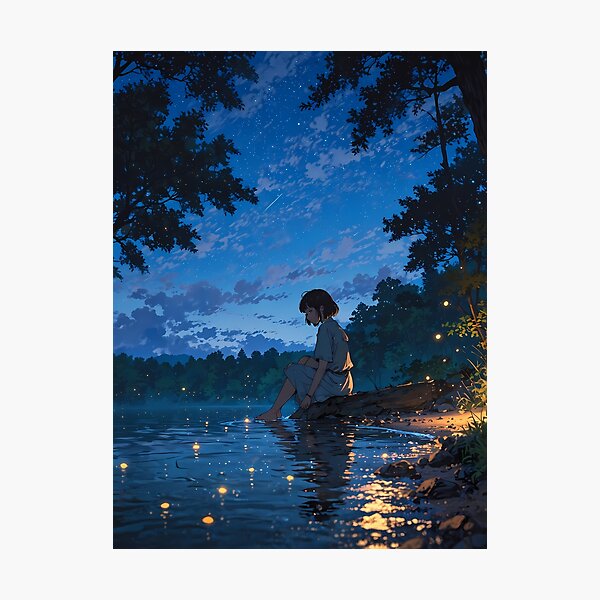 Item preview, Stargazing - A Dreamy Retro Anime Artwork designed and sold by LoFizzy.