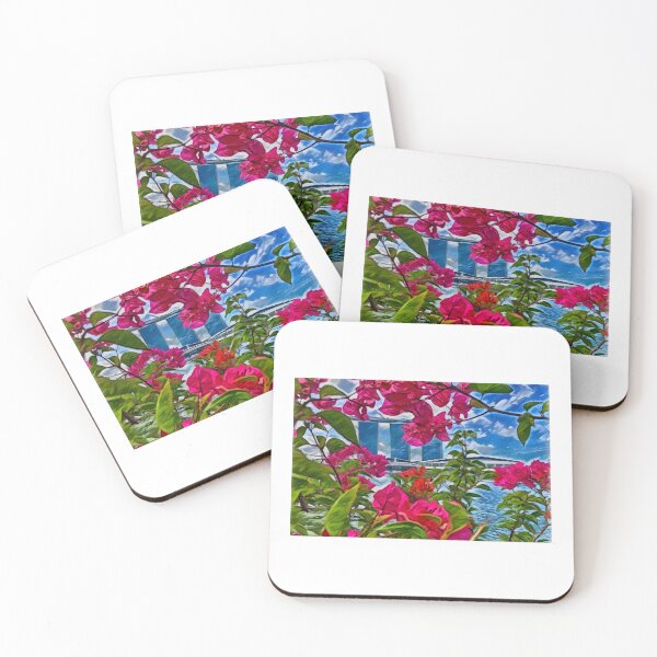 Item preview, Bougainville and iconic architecture - Marina Bay Sands, Singapore  designed and sold by KalpisCreations.