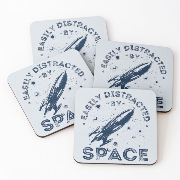 Item preview, Easily distracted by space, funny astronaut design, vintage spaceship designed and sold by lagunaklein.