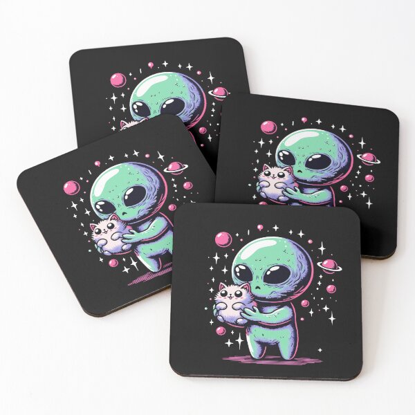 Item preview, Cute alien kawaii cat  designed and sold by Emegan Print Art.