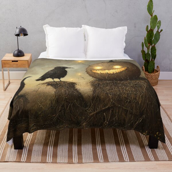 Item preview, Vintage Washed Ravens Perched on a Hay Bale Under the Moonlight - Halloween Core designed and sold by Matt's Artificial Nature.