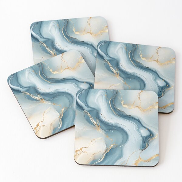 Item preview, Aqua Gold: Elegant Marble Swirls designed and sold by Suzana Djordjevic.