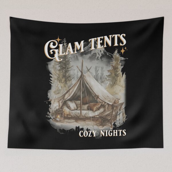 Item preview, Glam Tents - Cozy Nights - cozy glamping meme designed and sold by RogarsVault.