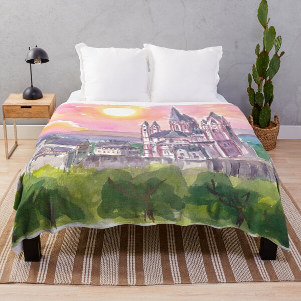 Item preview, Limburg Cathedral Watercolor Sunset Scene designed and sold by artshop77.
