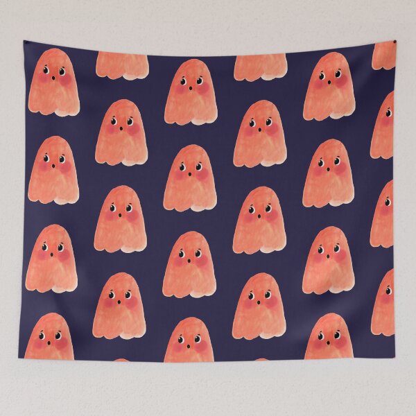 Item preview, “Shy Red Ghost” | Cute and Whimsical Ghost | illustration Art Print illustarted by Jemma jamie skidmore  designed and sold by Jemma Jamie Skidmore.