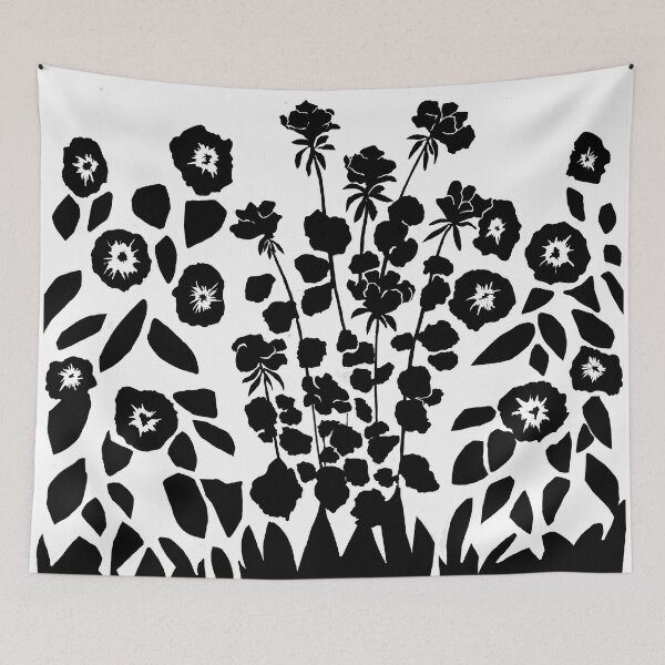 Item preview,  black flowers digital pen drawing for charity designed and sold by JayTCee.