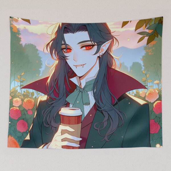Item preview, Anime style Vampire drinking coffee designed and sold by Travelcases.
